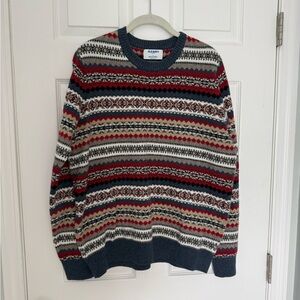Old Navy Men's Fair Isle Crewneck Sweater - Red, Navy, Cream, Tan